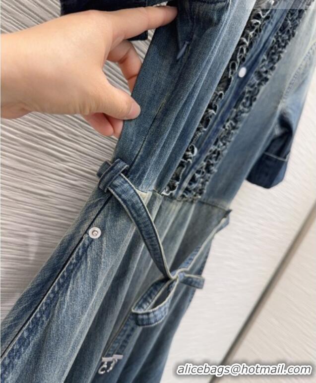 Top Grade Dior Belted Dress D42114 Denim Blue 2026
