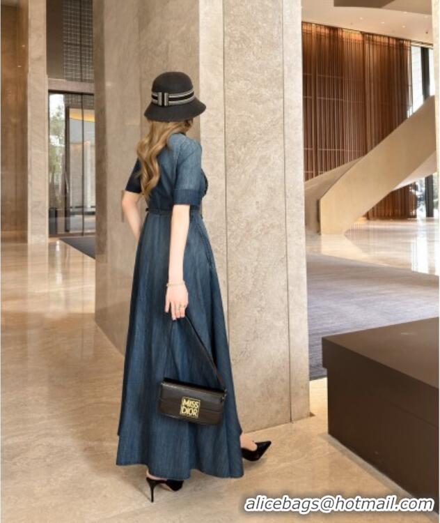 Top Grade Dior Belted Dress D42114 Denim Blue 2026