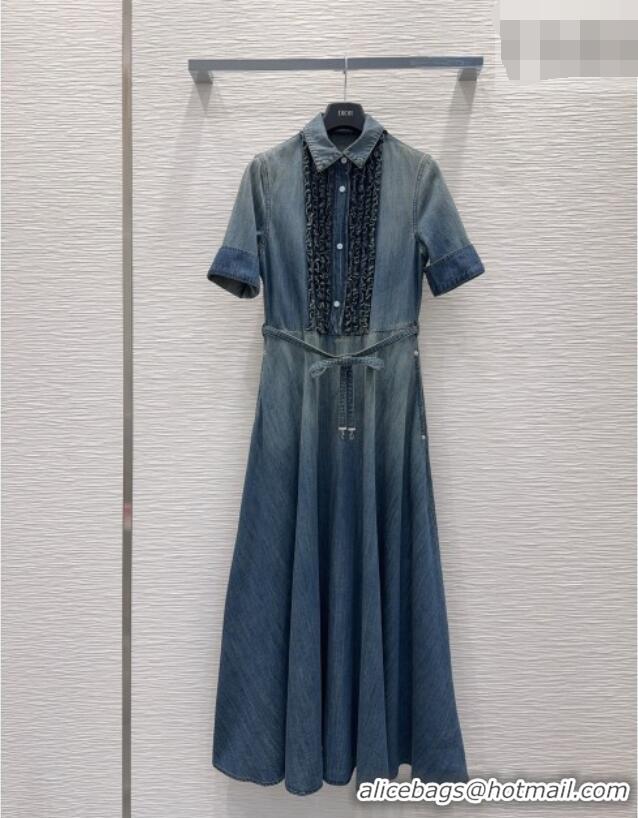 Top Grade Dior Belted Dress D42114 Denim Blue 2026