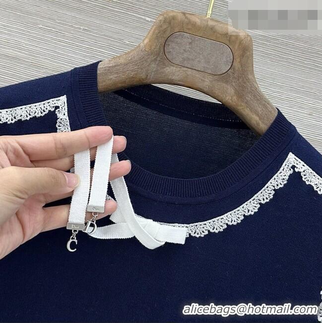 Famous Brand Dior Knit Short-sleeved Sweater D42116 Deep Blue 2026