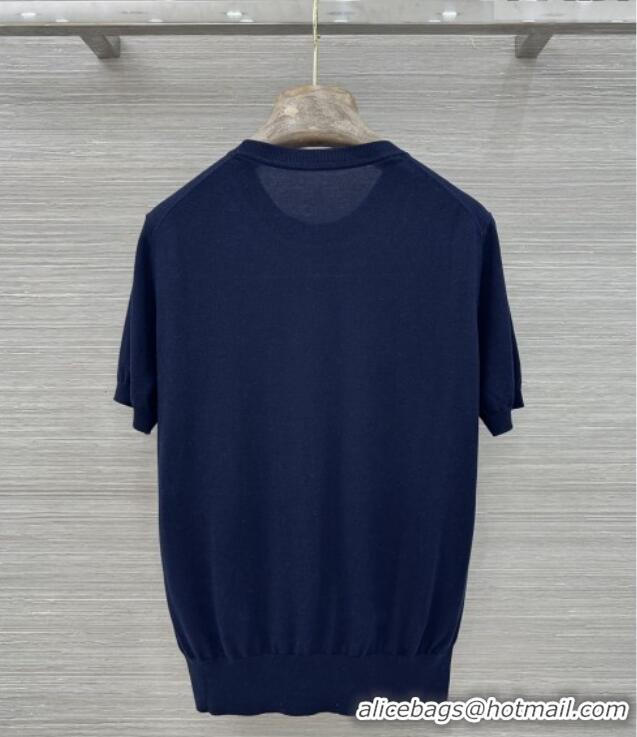 Famous Brand Dior Knit Short-sleeved Sweater D42116 Deep Blue 2026