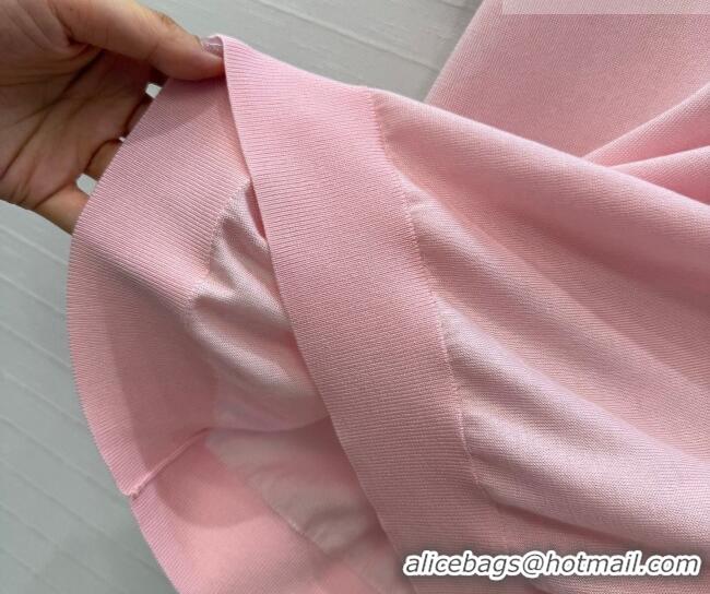Discount Dior Wool Knit Short-sleeved Sweater with Bow DR042210 Pink 2026