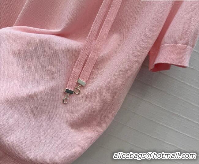 Discount Dior Wool Knit Short-sleeved Sweater with Bow DR042210 Pink 2026