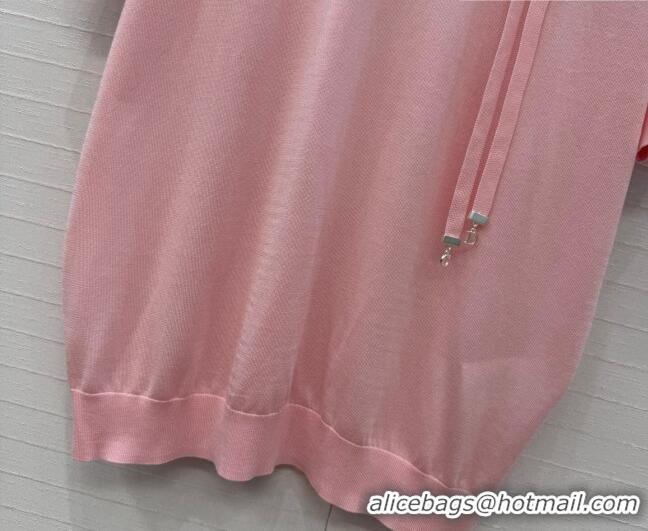 Discount Dior Wool Knit Short-sleeved Sweater with Bow DR042210 Pink 2026