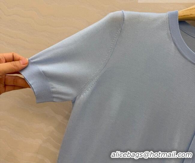 Low Cost Dior Wool Knit Short-sleeved Sweater with Bow DR042210 Blue 2026