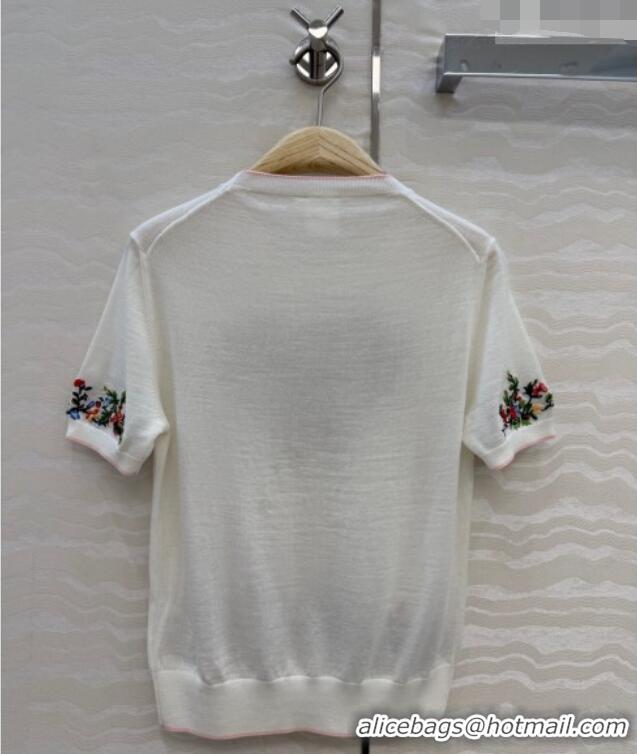 Grade Quality Dior Knit Short-sleeved Sweater with Heart embroidery DR042213 White 2026