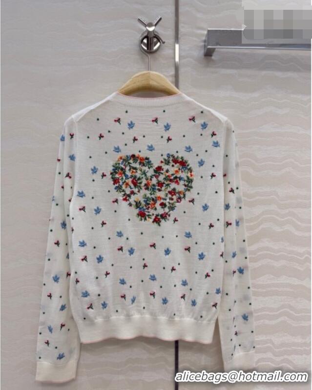 Grade Quality Dior Knit Short-sleeved Sweater with Heart embroidery DR042213 White 2026