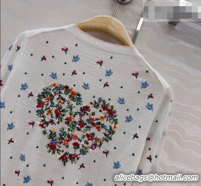 Grade Quality Dior Knit Short-sleeved Sweater with Heart embroidery DR042213 White 2026