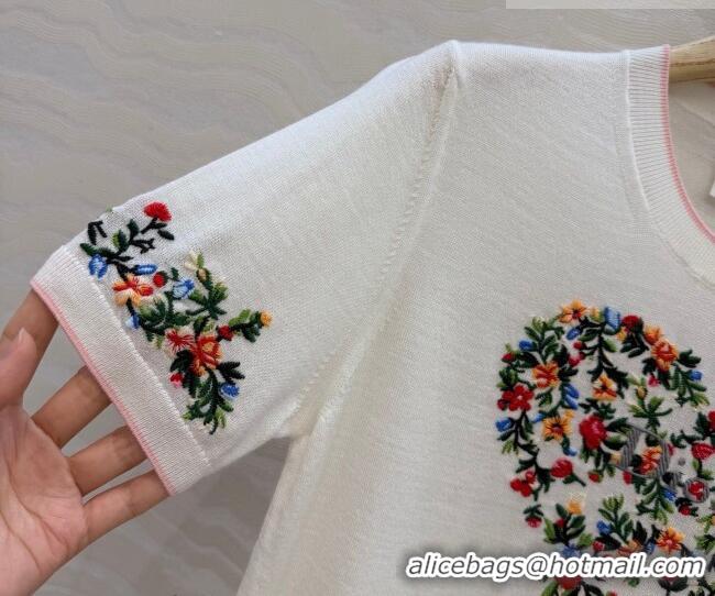 Grade Quality Dior Knit Short-sleeved Sweater with Heart embroidery DR042213 White 2026
