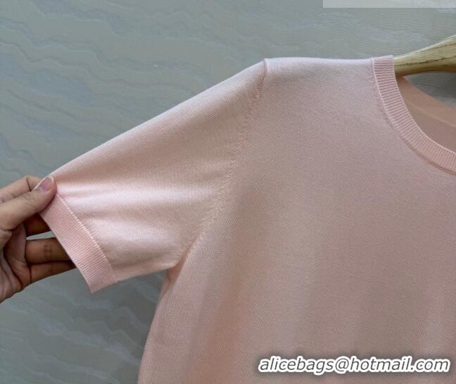 Good Looking Dior Knit Short-sleeved Sweater with Clover Embroidery DR042211 Pink 2026