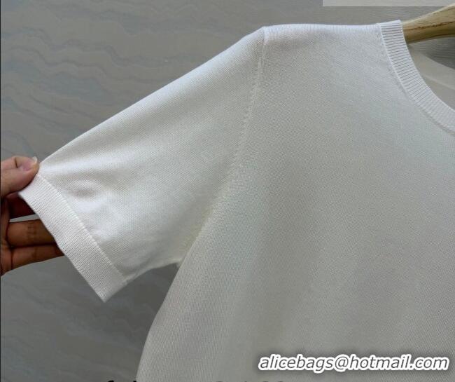 Lowest Price Dior Knit Short-sleeved Sweater with Clover Embroidery DR042211 White 2026