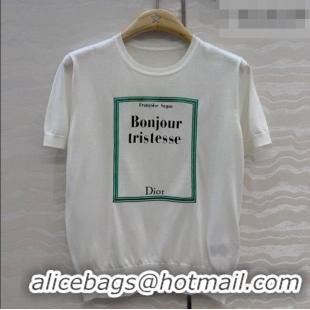 Fashionable Cheap Dior Silk Short-sleeved Sweater DR042216 White 2026