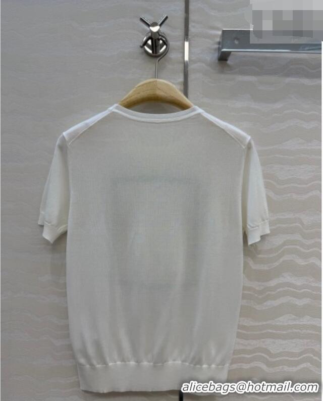 Fashionable Cheap Dior Silk Short-sleeved Sweater DR042216 White 2026