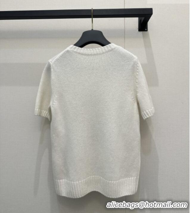 Promotional Dior Knit Short-sleeved Sweater with Embroidery DR042218 White 2026