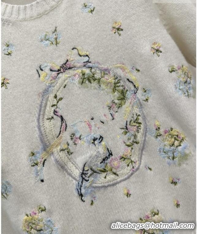 Promotional Dior Knit Short-sleeved Sweater with Embroidery DR042218 White 2026