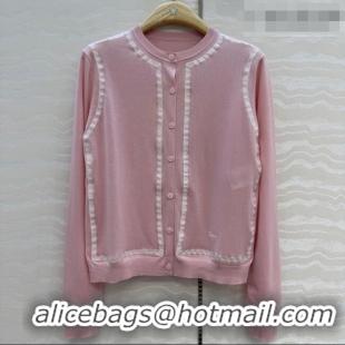 New Design Dior Lace Trim Cardigan DR042214 Pink 2026