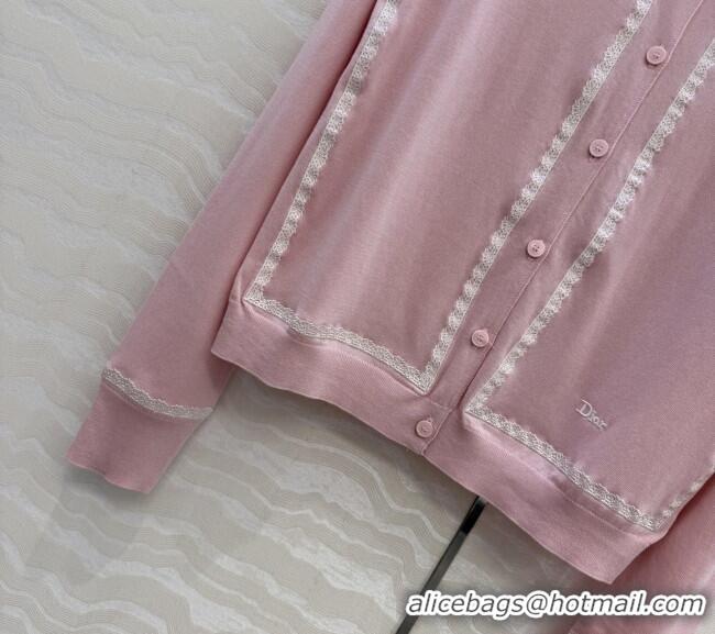 New Design Dior Lace Trim Cardigan DR042214 Pink 2026
