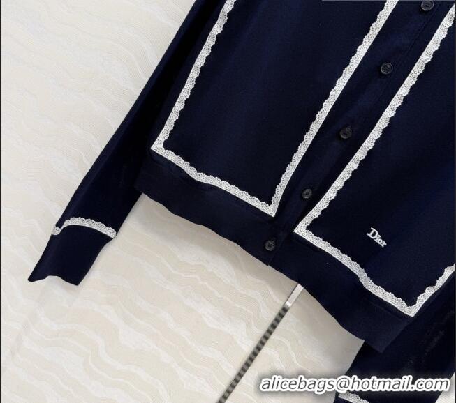 Grade Quality Dior Lace Trim Cardigan DR042214 Blue 2026