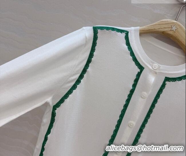 Luxury Classic Dior Lace Trim Cardigan DR042214 White 2026