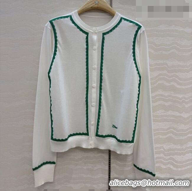 Luxury Classic Dior Lace Trim Cardigan DR042214 White 2026