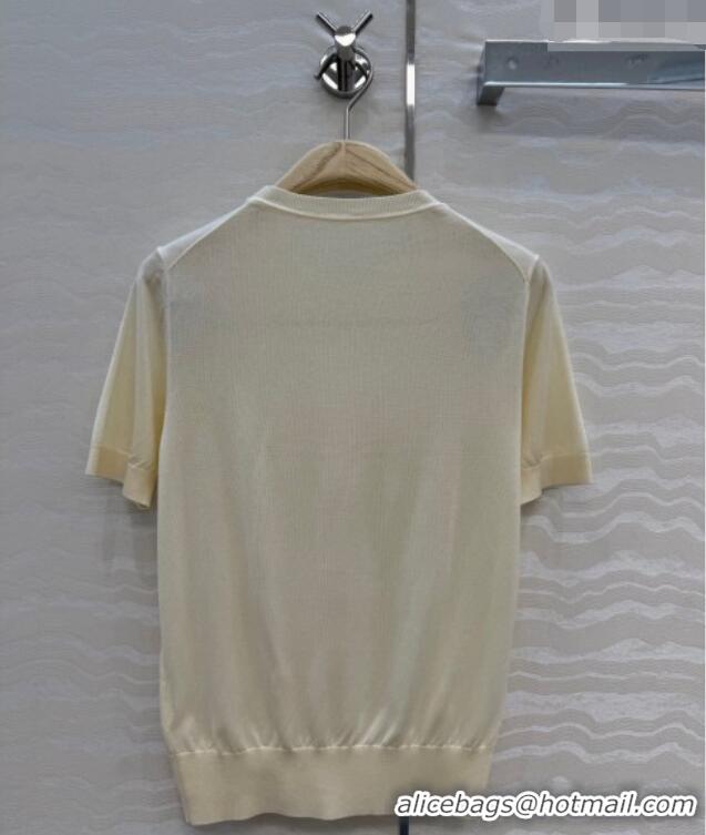Original Cheap Dior Satin Short-sleeved Sweater DR042215 Beige 2026