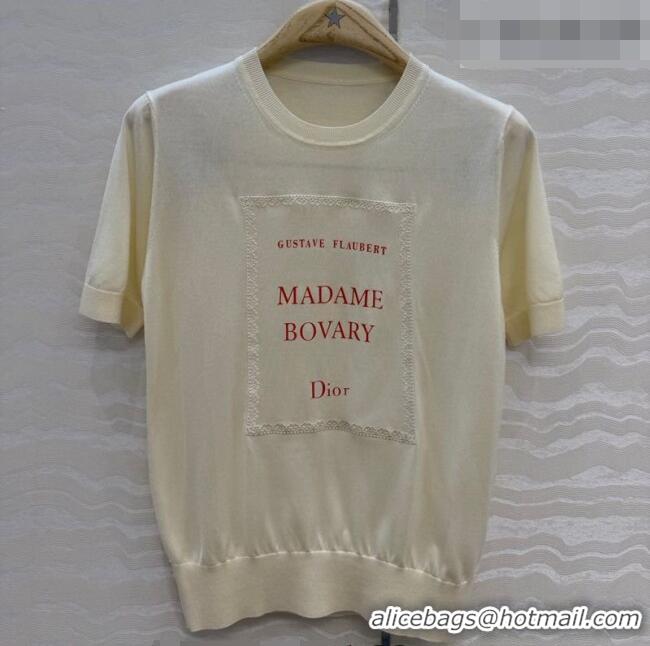 Original Cheap Dior Satin Short-sleeved Sweater DR042215 Beige 2026