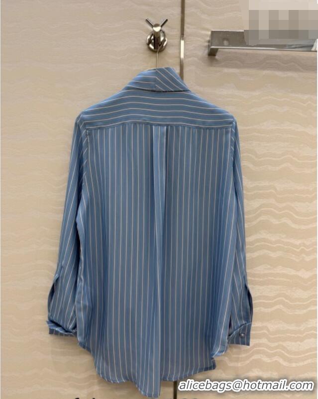 Traditional Discount Dior D-Striped Silk Shirt DR042306 Blue 2026