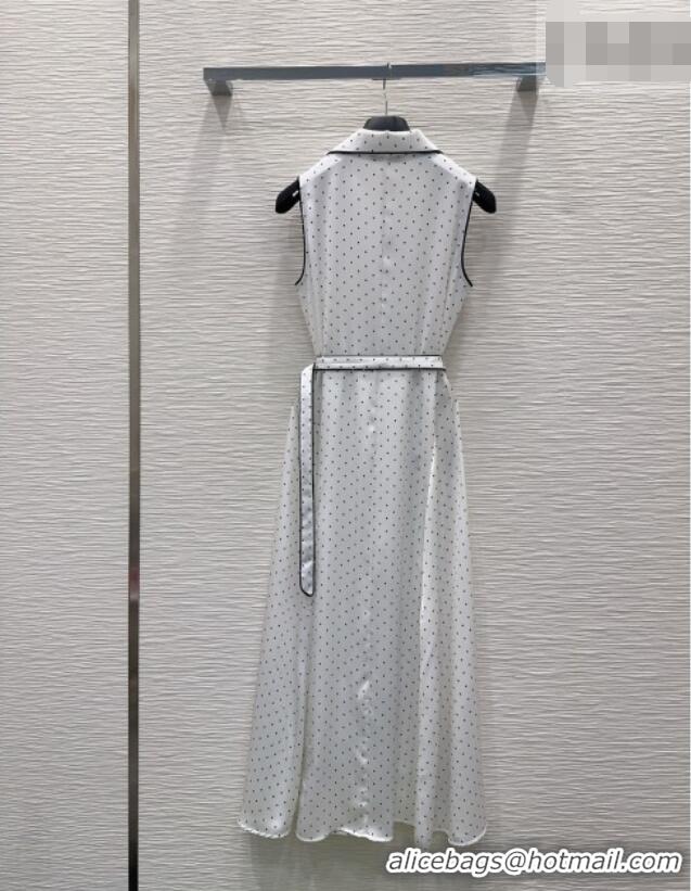 Stylish Discount Dior Dotted Printed Dress DR042332 White 2026