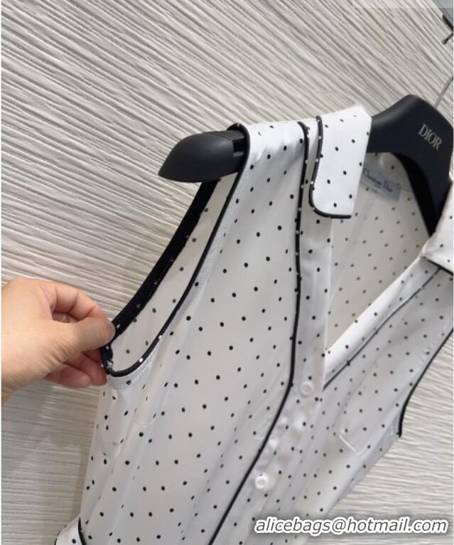 Stylish Discount Dior Dotted Printed Dress DR042332 White 2026