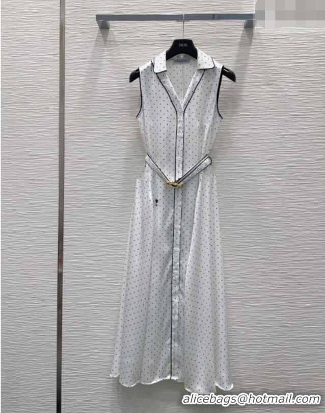Stylish Discount Dior Dotted Printed Dress DR042332 White 2026