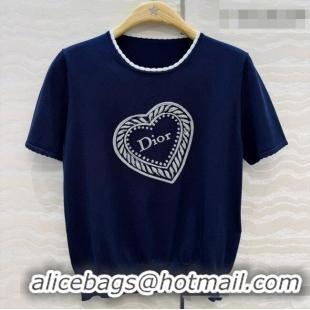 Low Price Dior Wool Short-sleeved Sweater D081227 Blue 2026