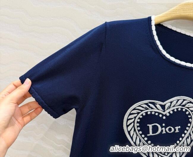 Low Price Dior Wool Short-sleeved Sweater D081227 Blue 2026