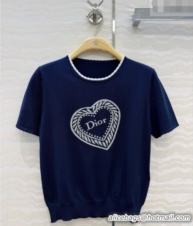 Low Price Dior Wool Short-sleeved Sweater D081227 Blue 2026