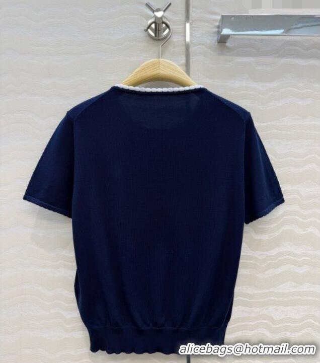 Low Price Dior Wool Short-sleeved Sweater D081227 Blue 2026