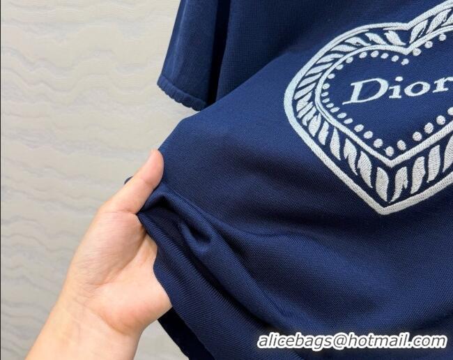 Low Price Dior Wool Short-sleeved Sweater D081227 Blue 2026