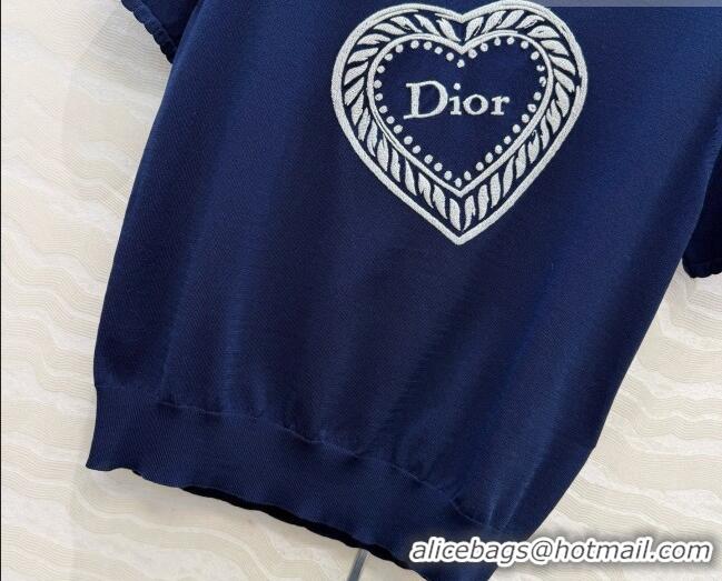 Low Price Dior Wool Short-sleeved Sweater D081227 Blue 2026