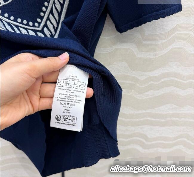 Low Price Dior Wool Short-sleeved Sweater D081227 Blue 2026