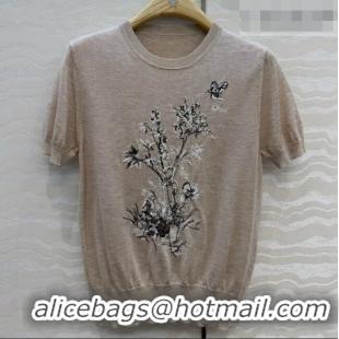 Unique Inexpensive Dior Wool Short-sleeved Sweater D081228 Beige 2026