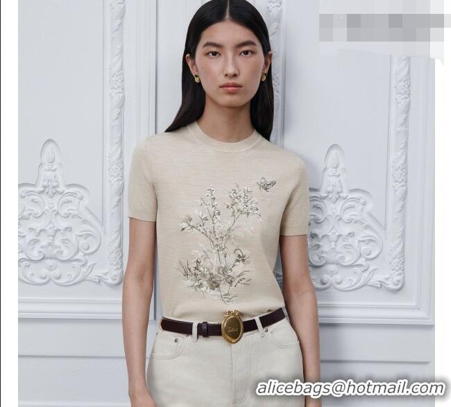 Unique Inexpensive Dior Wool Short-sleeved Sweater D081228 Beige 2026