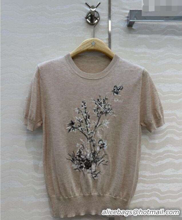 Unique Inexpensive Dior Wool Short-sleeved Sweater D081228 Beige 2026