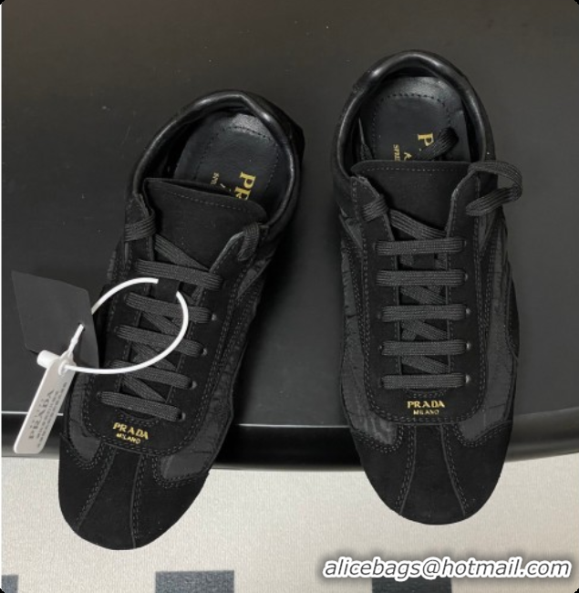 Best Price Prada Montecarlo Re-Edition 2005 suede and Re-Nylon sneakers Black 2026 1E247O