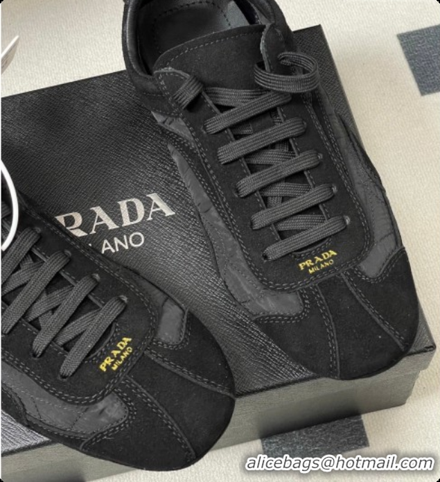 Best Price Prada Montecarlo Re-Edition 2005 suede and Re-Nylon sneakers Black 2026 1E247O