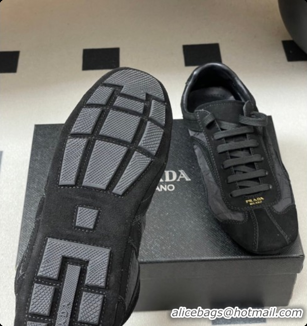 Best Price Prada Montecarlo Re-Edition 2005 suede and Re-Nylon sneakers Black 2026 1E247O