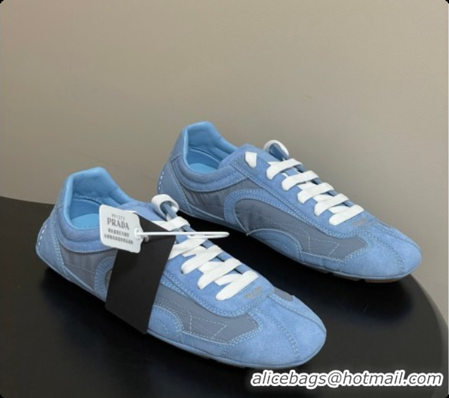 Luxury Discount Prada Montecarlo Re-Edition 2005 suede and Re-Nylon sneakers Blue 2026 1E247O
