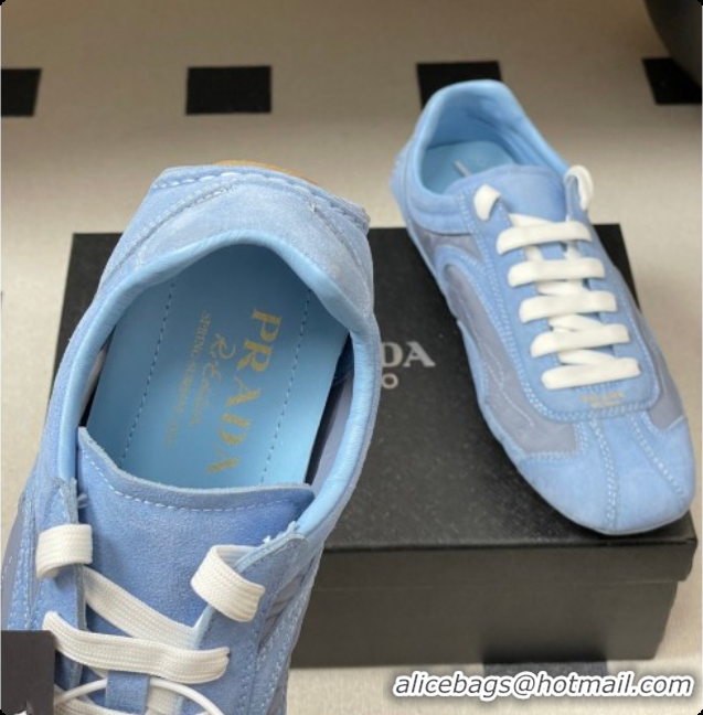 Luxury Discount Prada Montecarlo Re-Edition 2005 suede and Re-Nylon sneakers Blue 2026 1E247O
