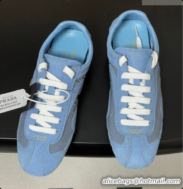 Luxury Discount Prada Montecarlo Re-Edition 2005 suede and Re-Nylon sneakers Blue 2026 1E247O