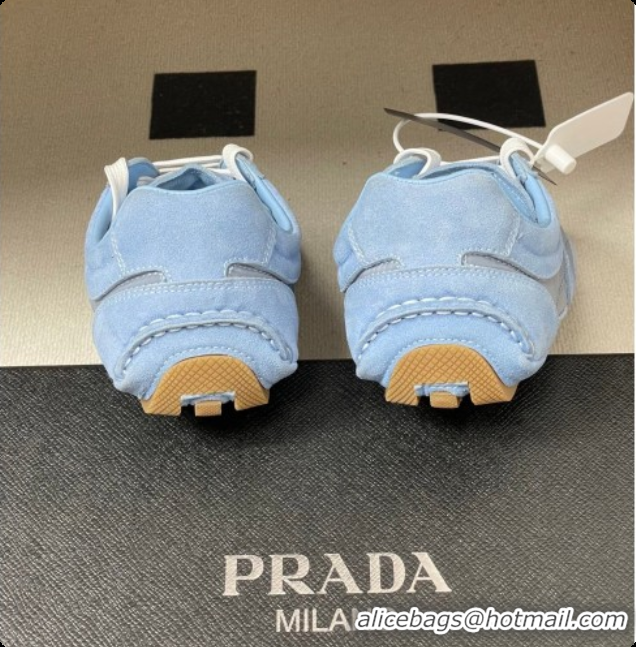 Luxury Discount Prada Montecarlo Re-Edition 2005 suede and Re-Nylon sneakers Blue 2026 1E247O