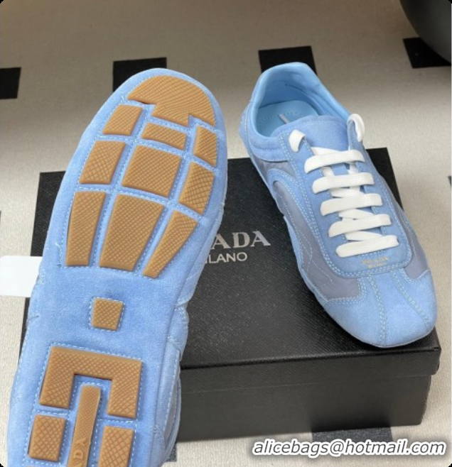 Luxury Discount Prada Montecarlo Re-Edition 2005 suede and Re-Nylon sneakers Blue 2026 1E247O