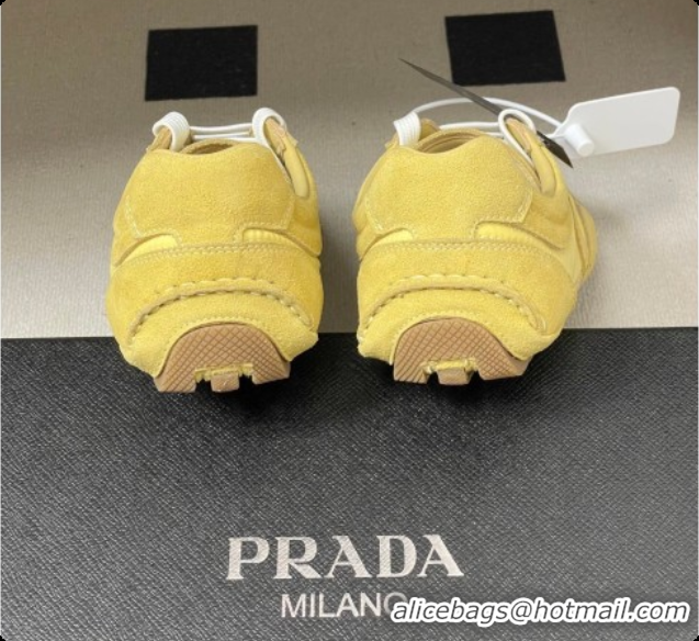 Luxury Prada Montecarlo Re-Edition 2005 suede and Re-Nylon sneakers Yellow 2026 1E247O
