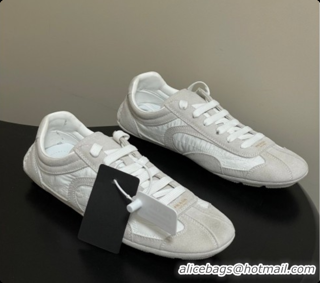 Good Quality Prada Montecarlo Re-Edition 2005 suede and Re-Nylon sneakers Light Grey 2026 1E247O